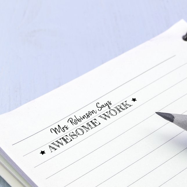 Carimbo Auto Entintado Trabalho Incrível | Professores personalizados (Awesome Work | Personalized Teachers Self-inking Stamp)