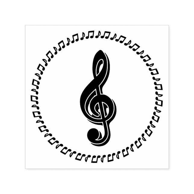 Carimbo Auto Entintado Treble Clef Music Note Design (Design)