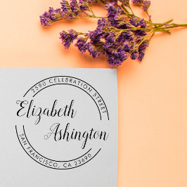 Carimbo Auto Entintado Trendy Round Typografia & Script Return Address