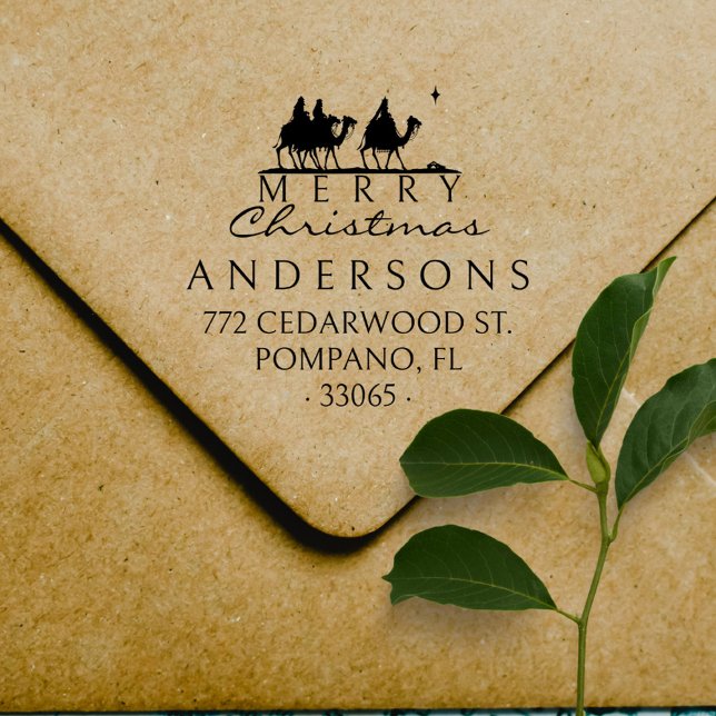 Carimbo Auto Entintado Três Kings Elegante Endereço de Regresso de Natal (Criador carregado)