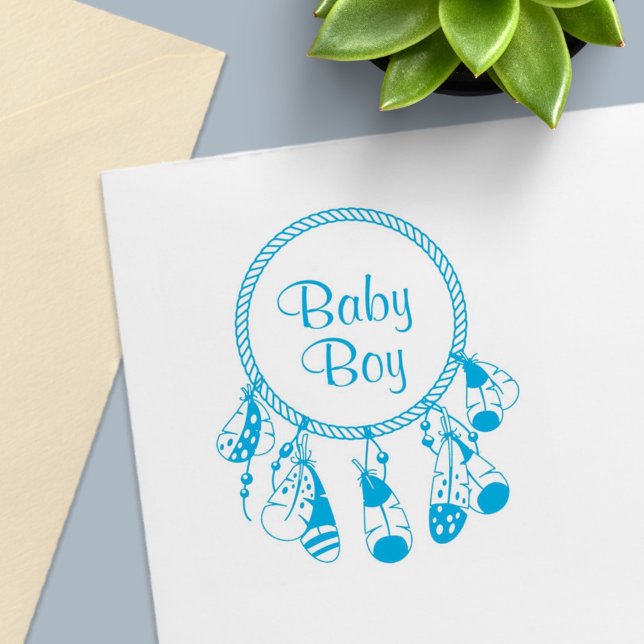 Carimbo Auto Entintado Tribal Dreamcatcher Boho Baby Boy (Criador carregado)