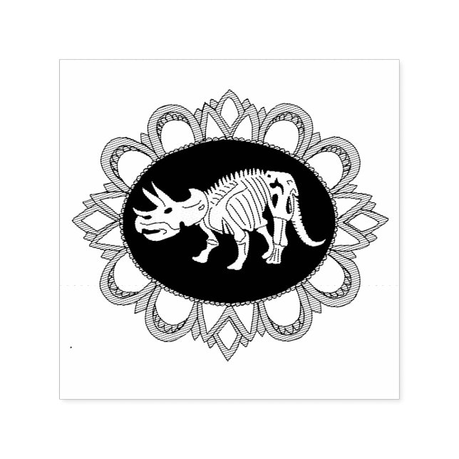 Carimbo Auto Entintado Triceratops Fossil Cameo (Design)
