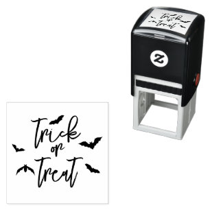 Carimbo Auto Entintado Trick Ou Tratar Script Com Bats Na moda Halloween