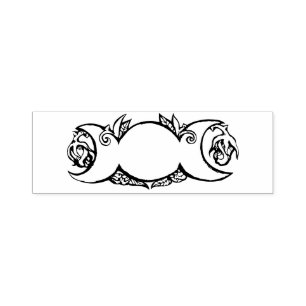 Carimbo Auto Entintado Triple Moon Bloom pagan wiccan símbolo lua