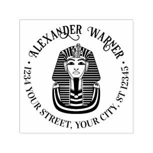 Carimbo Auto Entintado Tutankhamen Nome da Máscara Funerária Endereço de 