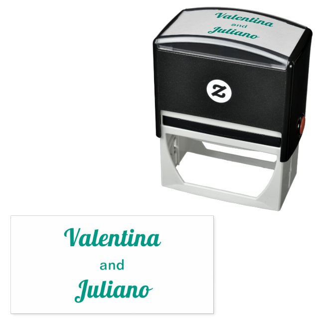 Carimbo Auto Entintado Typography Style Minimalist Green Wedding Stamp (In Situ)
