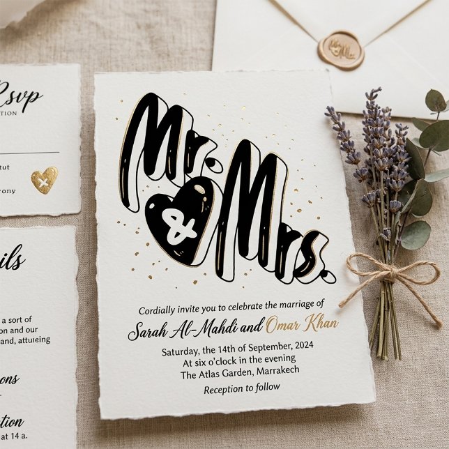 Carimbo Auto Entintado Unique Mr and Mrs Marriage Keepsake (Criador carregado)