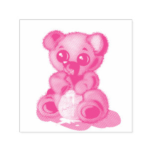 Carimbo Auto Entintado Urso de Mel Bonito - Feliz - Desenho