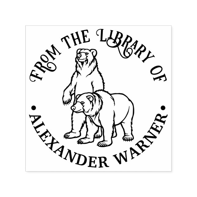 Carimbo Auto Entintado Ursos Rústicos #7 Nome do Livro da Biblioteca Redo (Design)