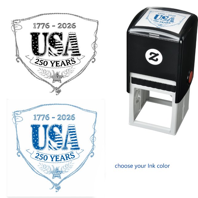 Carimbo Auto Entintado US 250 Years of Freedom Personalized Square Stamp (US 250 Years of Freedom Personalized Square Stamp)