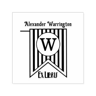 Carimbo Auto Entintado V Faixa Inicial Monograma Ex Libris Livro