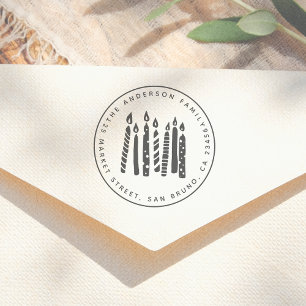 Carimbo Auto Entintado Velas de corte redondas Nome da família e Endereço