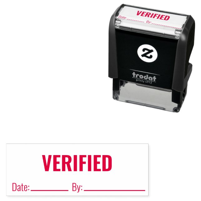 Carimbo Auto Entintado VERIFICADO por e linha de data Modelo de texto com (In Situ)