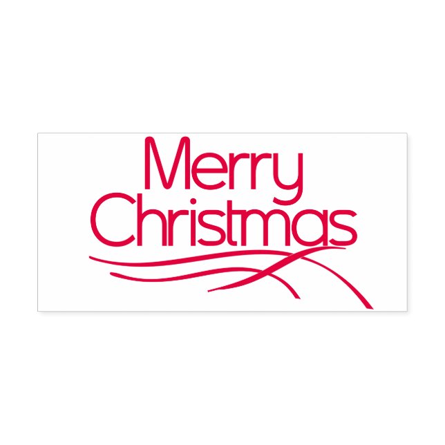 Carimbo Auto Entintado Vermelho estilizado Feliz Natal e linhas onduladas (Design)