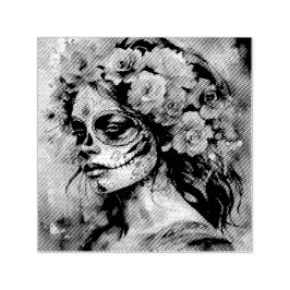 Carimbo Auto Entintado Vibrant Watercolor Dia de los Muertos Catrina