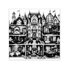 Carimbo Auto Entintado Victorian Christmas Dollhouse Stamp