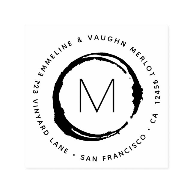 Carimbo Auto Entintado Vinho Vinho com Manchas de Vidro Monograma (Design)