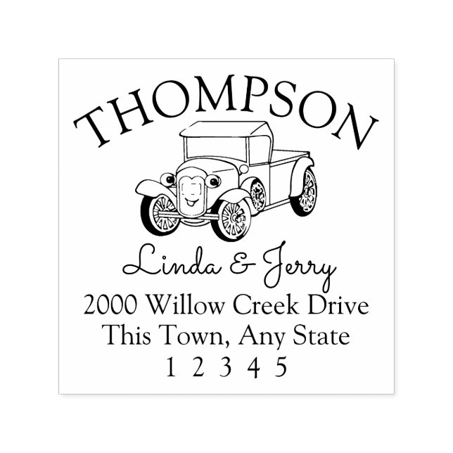 Carimbo Auto Entintado Vintage Antique Caminhão Endereço (Design)