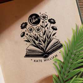 Carimbo Auto Entintado Vintage Book bloom Personalizado ex libris