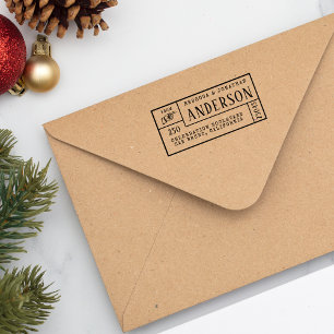 Carimbo Auto Entintado Vintage Classic Family Name & Return Address