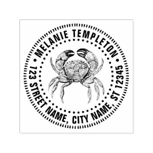 Carimbo Auto Entintado Vintage Crab #1L Nome do Desenho Endereço de Retor