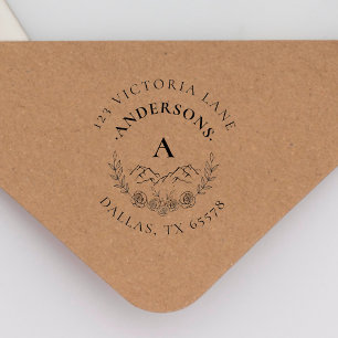 Carimbo Auto Entintado Vintage do Endereço da Família Rustic Mountain