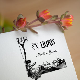 Carimbo Auto Entintado Vintage Ex Libris Bookplate Name Book Leitura