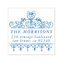 Vintage Flourish Border Family Name Return Endereç