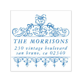 Carimbo Auto Entintado Vintage Flourish Border Family Name Return Endereç