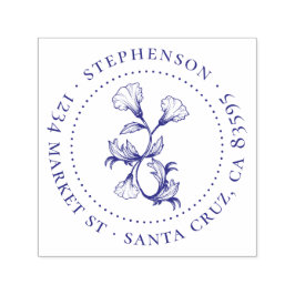 Carimbo Auto Entintado Vintage Flower Family Name Round Return Address