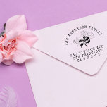 Carimbo Auto Entintado Vintage Flowers Nome Personalizado da Família Ende<br><div class="desc">Este clássico design apresenta três flores desenhadas à mão. Seu nome familiar aparece curvo sobre o motivo floral,  debaixo das flores há um endereço de retorno de estilo digitado.</div>