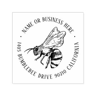 Carimbo Auto Entintado Vintage Honey Bee Business Name e Return Address