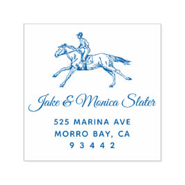 Carimbo Auto Entintado Vintage Horse and Rider Equestrain Return Address
