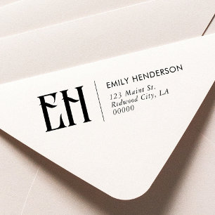 Carimbo Auto Entintado Vintage Monograma Return Address Self-Inking