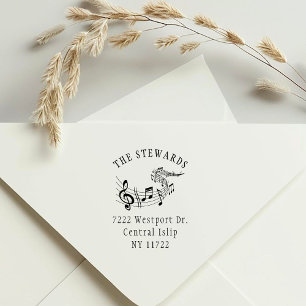 Carimbo Auto Entintado Vintage Musical Score Elegant Return Address