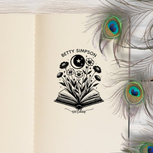 Carimbo Auto Entintado Vintage Mystic book Personalizado ex libris cão de