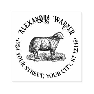 Carimbo Auto Entintado Vintage Owe Farm Animal Nome Endereço de Regresso