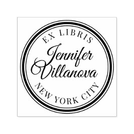 Carimbo Auto Entintado Vintage Round Frame Ex Libris Biblioteca Nome Cari