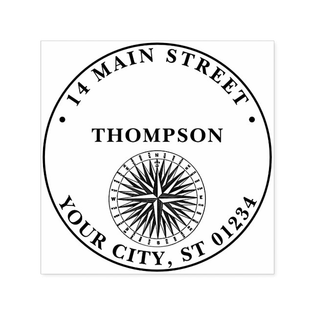 Carimbo Auto Entintado Vintage Stylized Compass Rosa (Design)