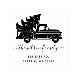 Carimbo Auto Entintado Vintage Truck Endereço de Devolução da Árvore de N