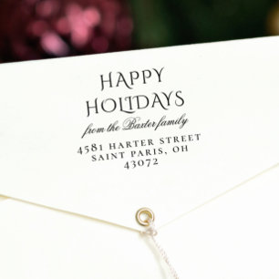 Carimbo Auto Entintado Vintage Typografia Happy Holidays