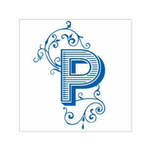 Carimbo Auto Entintado Vintage Victorian - Letra P Monograma Flourada
