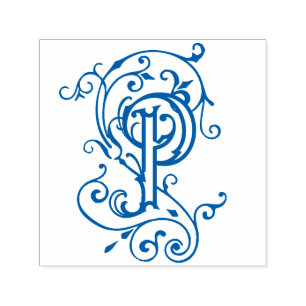 Carimbo Auto Entintado Vintage Victorian - Letra P Monograma Inicial