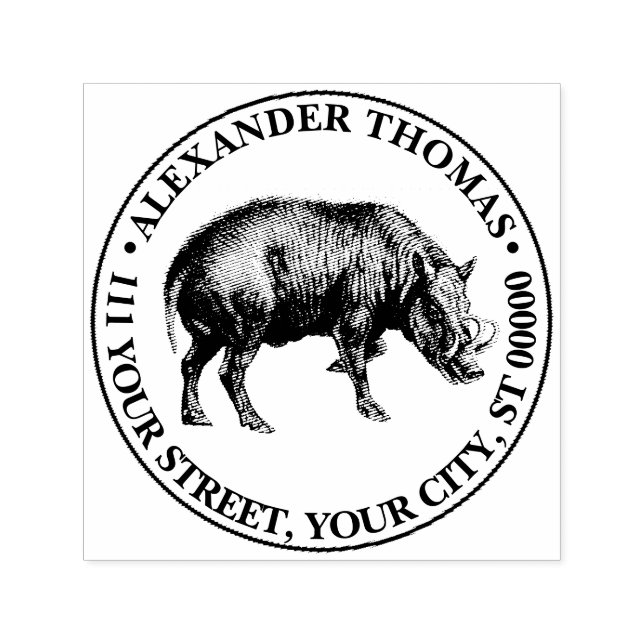 Carimbo Auto Entintado Vintage Wild Boar Draar BW (Design)