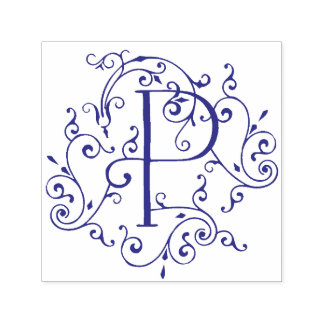 Carimbo Auto Entintado Vitoriano - Letra Flourish P Monograma - Autocolan