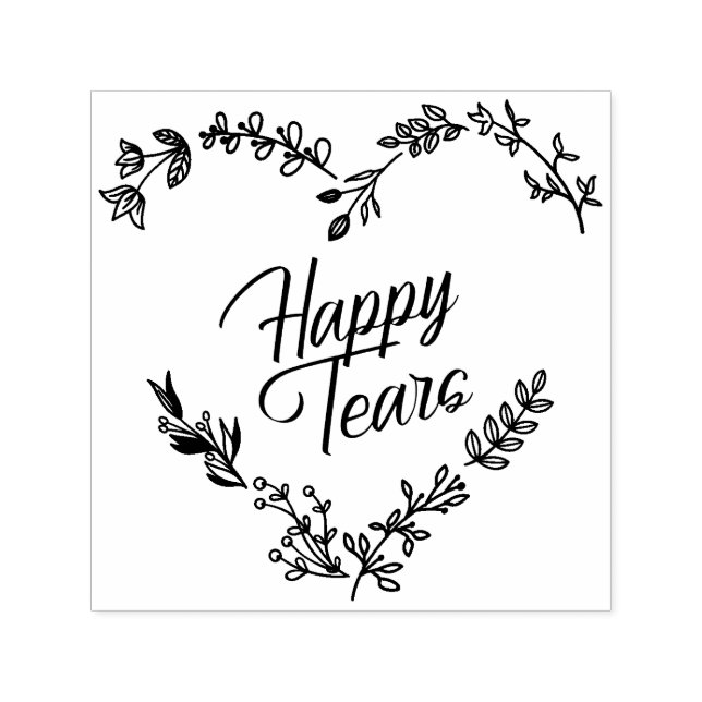 Carimbo Auto Entintado Wildflowers Heart Happy Tears Wedding Quote (Design)