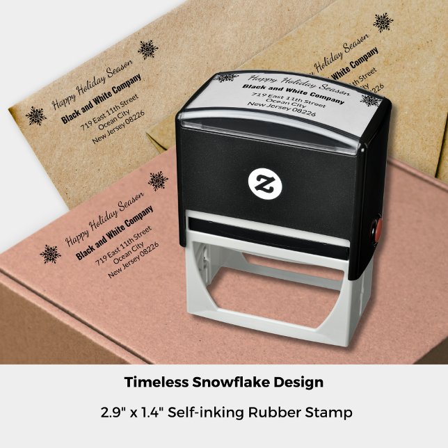Carimbo Auto Entintado Winter Season Snowflake Endereço Da Empresa (2.9"x1.4", Winter Season Snowflake Company Address Self-inking Stamp)