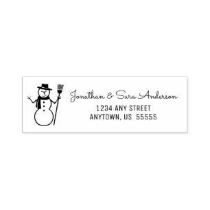 Carimbo Auto Entintado Winter Snowman Return Address