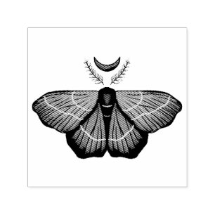 Carimbo Auto Entintado Witchy Moth Moon Magical Insetecore