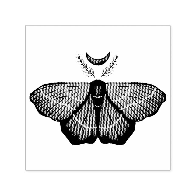 Carimbo Auto Entintado Witchy Moth Moon Magical Insetecore (Design)